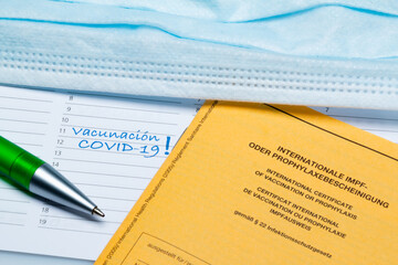 Calendar entry as a reminder for the Corona vaccination (in Spanish)
