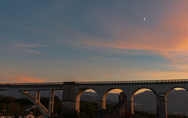 Isernia, Molise, Italy.  Santo Spirito railway bridge. View