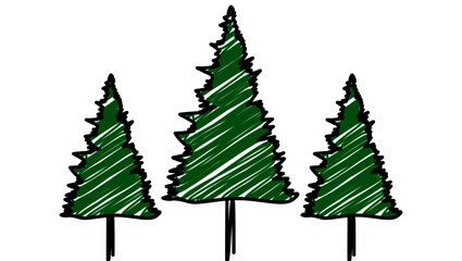 set of christmas trees.