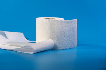 Toilet Paper. Roll Of Toilet Paper On Blue Background
