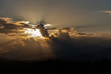 Molise, Mainarde, sunset. The Mainarde mountain range extends along the border between Molise and...