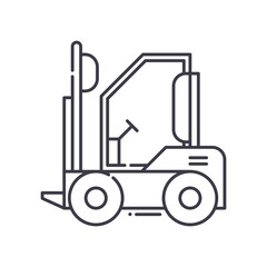 Forklift icon, linear isolated illustration, thin line vector, web design sign, outline concept symbol with editable stroke on white background.
