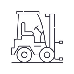 Forklift crane icon, linear isolated illustration, thin line vector, web design sign, outline concept symbol with editable stroke on white background.