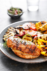 Grilled vegetables and chicken breast