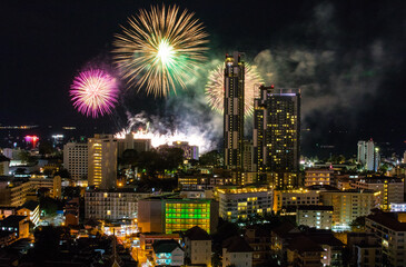 firework festival in Pattaya Thailand Asia