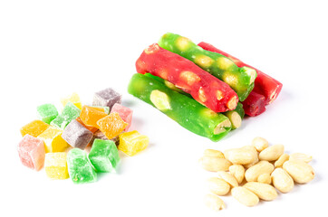 Peanuts and colorful rahat Turkish delight