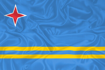 Aruba Flag waving. National flag of Aruba with waves and wind. Official colors and proportion....