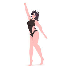 slim girl in bikini beautiful woman standing pose love your body concept full length vector illustration