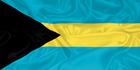 Bahamas Flag waving. National flag of Bahamas with waves and wind. Official colors and proportion. Bahamian Flag