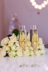 champagne and flowers