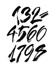 vector set of calligraphic acrylic or ink numbers. ABC for your design, brush lettering on a white background