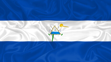 El Salvador Flag waving. National flag of El Salvador with waves and wind. Official colors and...