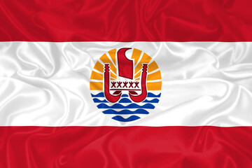 French Polynesia Flag waving. National flag of French Polynesia with waves and wind. Official colors and proportion. Polynesian Flag