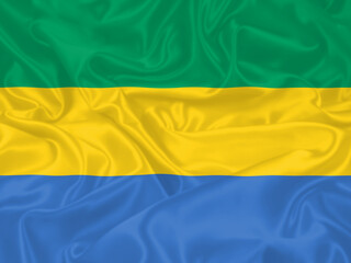 Gabon Flag waving. National flag of Gabon with waves and wind. Official colors and proportion....