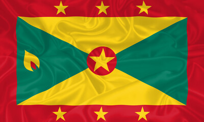Grenada Flag waving. National flag of Grenada with waves and wind. Official colors and proportion. Grenadian Flag