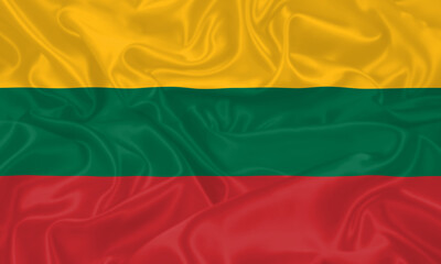 Lithuania Flag waving. National flag of Lithuania with waves and wind. Official colors and...
