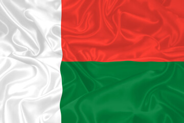 Madagascar Flag waving. National flag of Madagascar with waves and wind. Official colors and proportion. Malagasy Flag