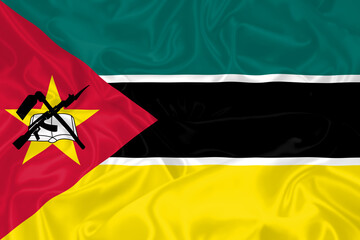 Mozambique Flag waving. National flag of Mozambique with waves and wind. Official colors and...