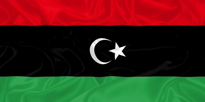 Libya Flag waving. National flag of Libya with waves and wind. Official colors and proportion. Libyan Flag