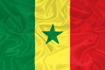 Senegal Flag waving. National flag of Senegal with waves and wind. Official colors and proportion. Senegalese Flag