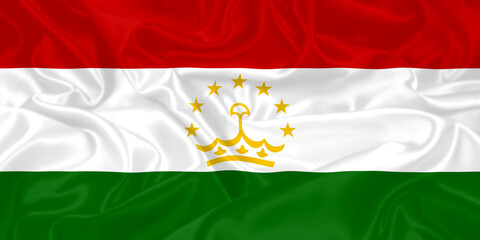 Tajikistan Flag waving. National flag of Tajikistan with waves and wind. Official colors and...