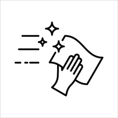 Fototapeta premium Cleaning with rag line icon. linear style sign for mobile concept and web design. Hand wiping with cloth icon on white background. color editable