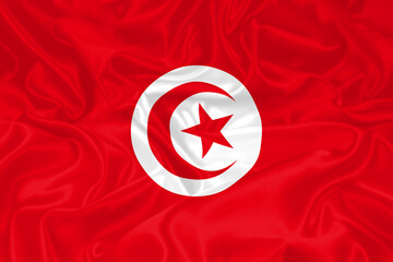 Tunisia Flag waving. National flag of Tunisia with waves and wind. Official colors and proportion....
