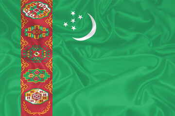 Turkmenistan Flag waving. National flag of Turkmenistan with waves and wind. Official colors and proportion. Turkmenistani Flag