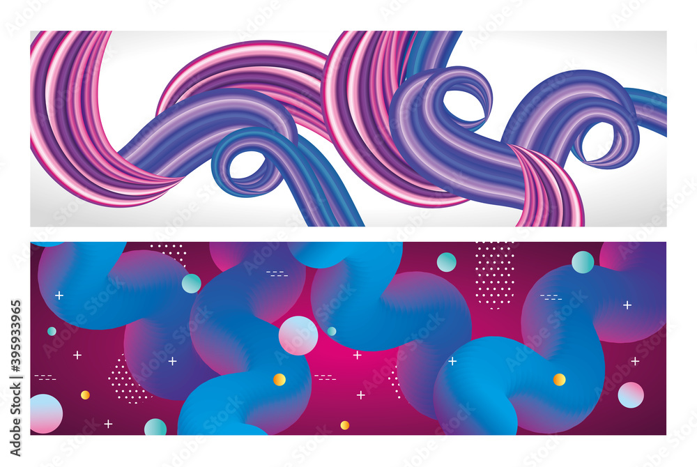 Wall mural purple and blue colors flow posters vector illustration design