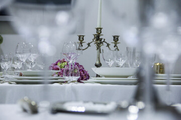 details of a set table, classic and elegant style