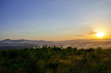 sunset in the mountains