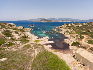 Fototapeta na wymiar aerial view of Isola dei Cavoli in Villasimius