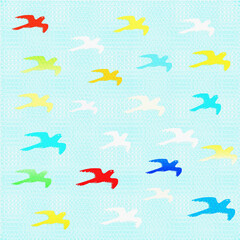 Blue Background Image with colorful birds