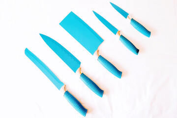 Sharp blue knives set