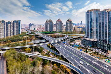 Fototapeta na wymiar Aerial photography overpasses in modern Chinese cities