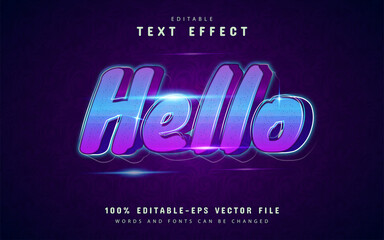 Hello text effect 3d design