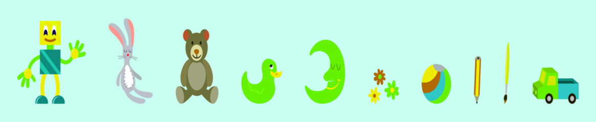 set of kids element cartoon icon design template with various models. vector illustration isolated on blue background