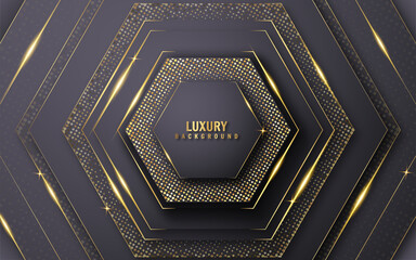 Hexagon black gold luxury background