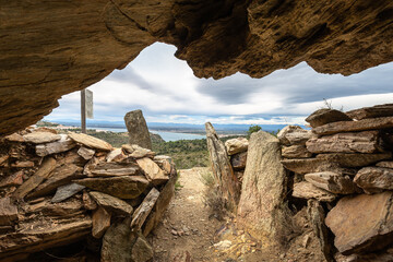 The Bay of Roses Seen from Inside the Rec de la Quarentena Dolmen, Catalonia