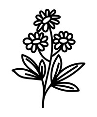 FLOWER SILHOUETTE ON A WHITE BACKGROUND