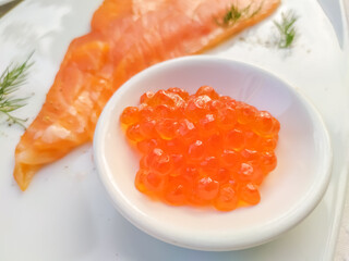 Raw Salmon and salmon Caviar for Breakfast, Omega-3 fatty acids, cleanse the walls of blood vessels from excess bad cholesterol, preventing the formation of cholesterol plaques.