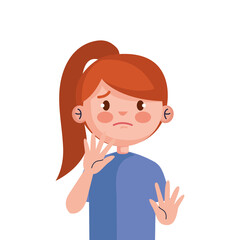 stop bullying and sad red hair girl kid design, violence victim bully and social theme Vector illustration