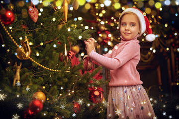 angelic child decorates tree