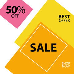 Sale up to 50% off Best Offer Shop Now Label Discount Vector Template Design Illustration