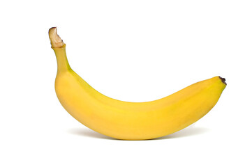 One banana on white background