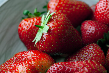 Set of  delicious, red and ripe strawberries.