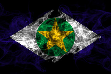 Brazil, Brazilian, Mato Grosso smoke flag isolated on black background