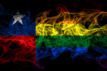 Chile, Chilean, Gay smoke flag isolated on black background