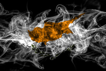 Cyprus, Cypriot smoke flag isolated on black background