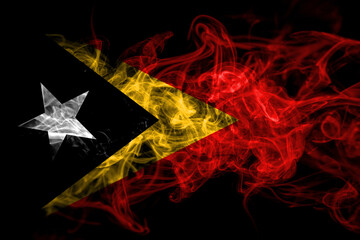 East Timor, Timorese smoke flag isolated on black background